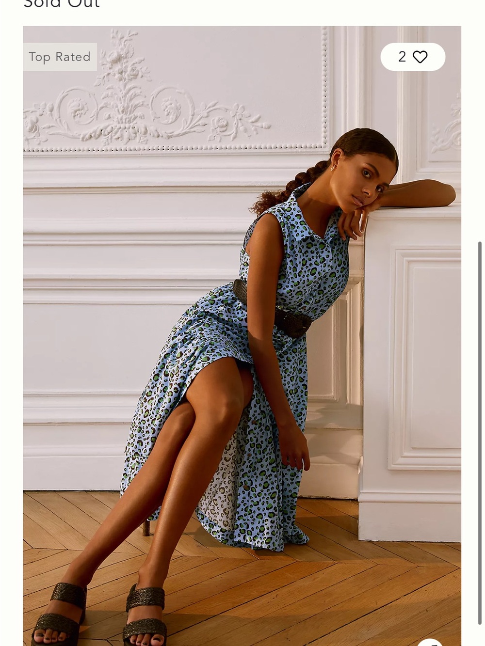 Sleeveless Blue Leopard-Print Maxi Dress